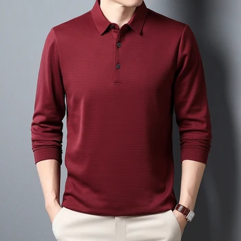 Men's Business Casual Polo Long Sleeve T-shirt Summer Comfortable  Top 6