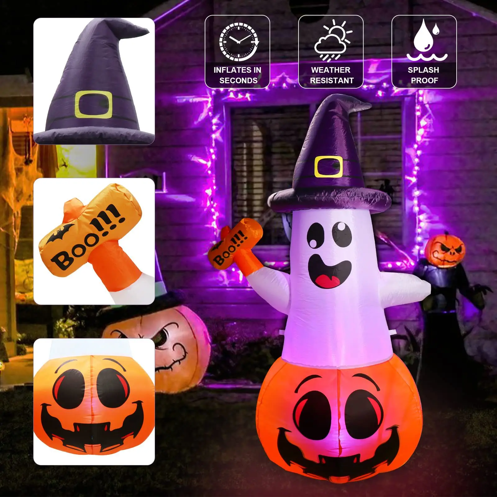 Halloween Air Ghosts Balloon Ghost Decoration Outdoor Party Supplies Decor Tumbler Pumpkin Led Glowing Props Yard Ornament