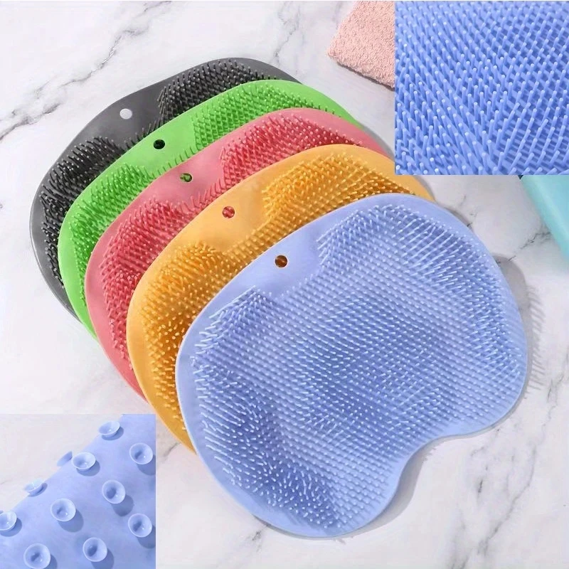 Cepillo para lavar los pies, frotar la espalda con cepillo con ventosa, herramienta de baño, almohadilla para masaje de pies, estera de masaje para ducha, almohadilla de baño exfoliante, esponja de baño