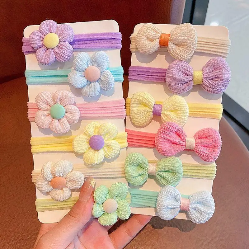 12PCS Neue Nette Haar Krawatten Prinzessin Süße Blume Bögen Für Mädchen Frauen Elastische Haar Bands Pferdeschwanz Halter Haar Zubehör