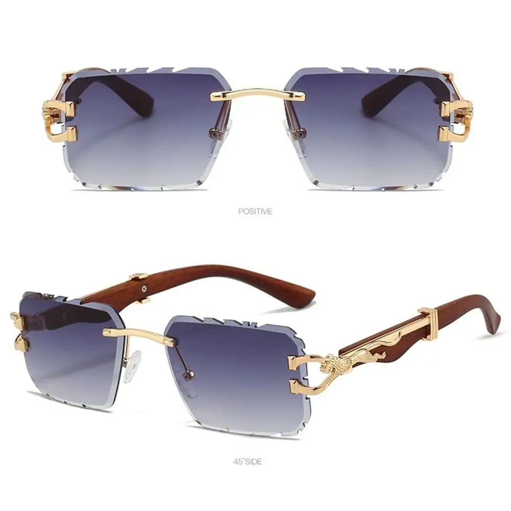 Gafas de sol sin montura Anti-UV para mujer, anteojos de sol HD clásicos con montura Retro, rectangulares, de lujo, INS, para exteriores