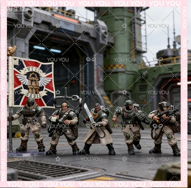 

[IN-STOCK] JOYTOY Warhammer 40k 1/18 Action Figure Astra Militarum Cadian Command Squad (5PCS/SET) Anime Military Model