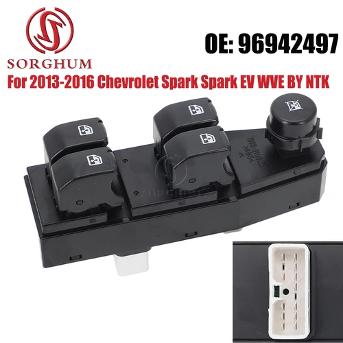 Botón de interruptor de control maestro de ventanilla eléctrica de coche SORGHUM 96942497   Apto para Chevrolet Spark Spark EV WVE BY NTK 2013-2016
