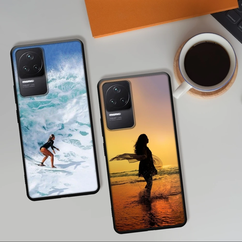 surfboard surfing art surf Girl Phone Case For Xiaomi 14 Ultra 13 12 11 T Lite Redmi Note 13 12 11 10 C Pro plus A 5G Covers