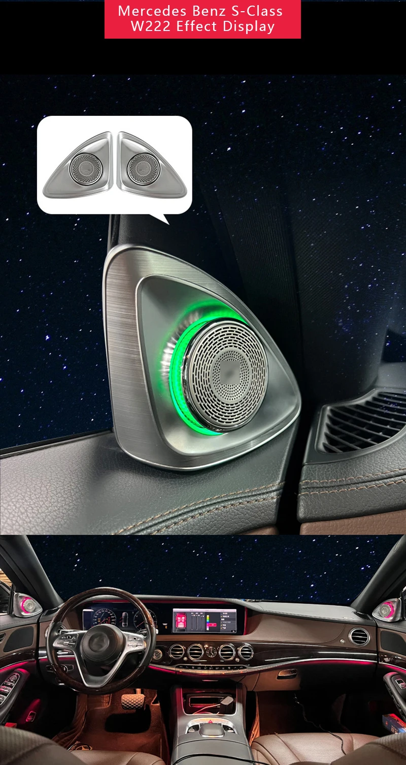 Suitable for Mercedes-Benz C-Class E-Class B-Class S-Class GLC GLS GLB GLA 4D rotating loudspeaker luminous atmosphere light