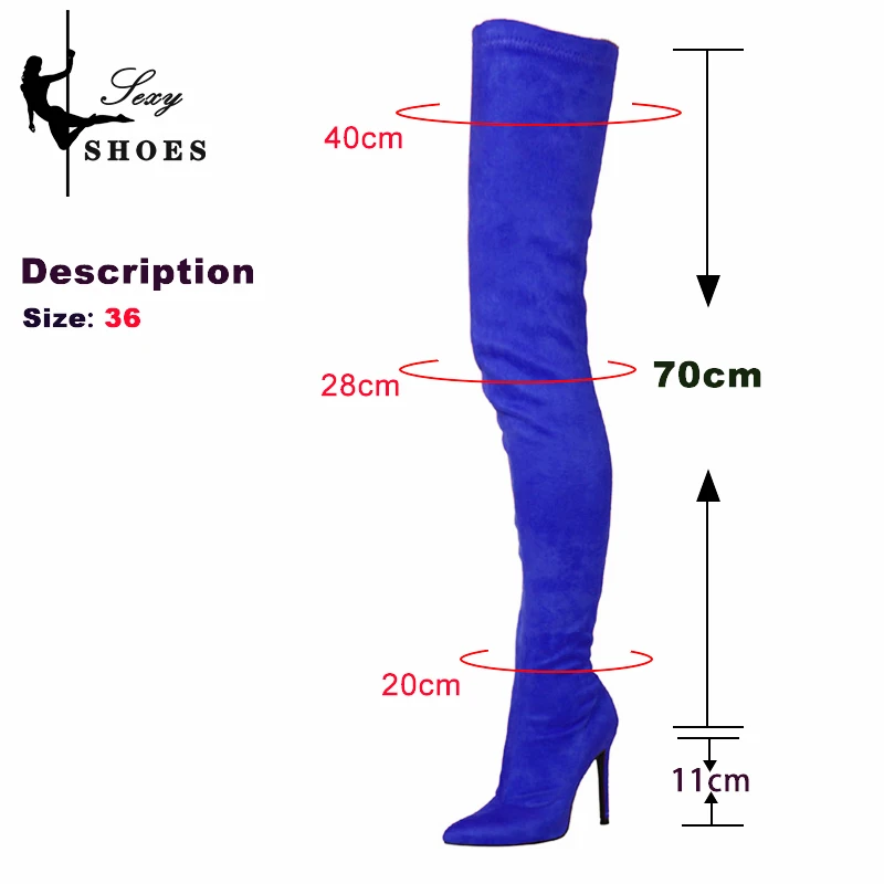 Suede Sexy Over The Knee Thigh High Long Boots Pointed Toe Stretchy Sexy Party Lady Boots Candy Color Autumn Winte Women's Shoes