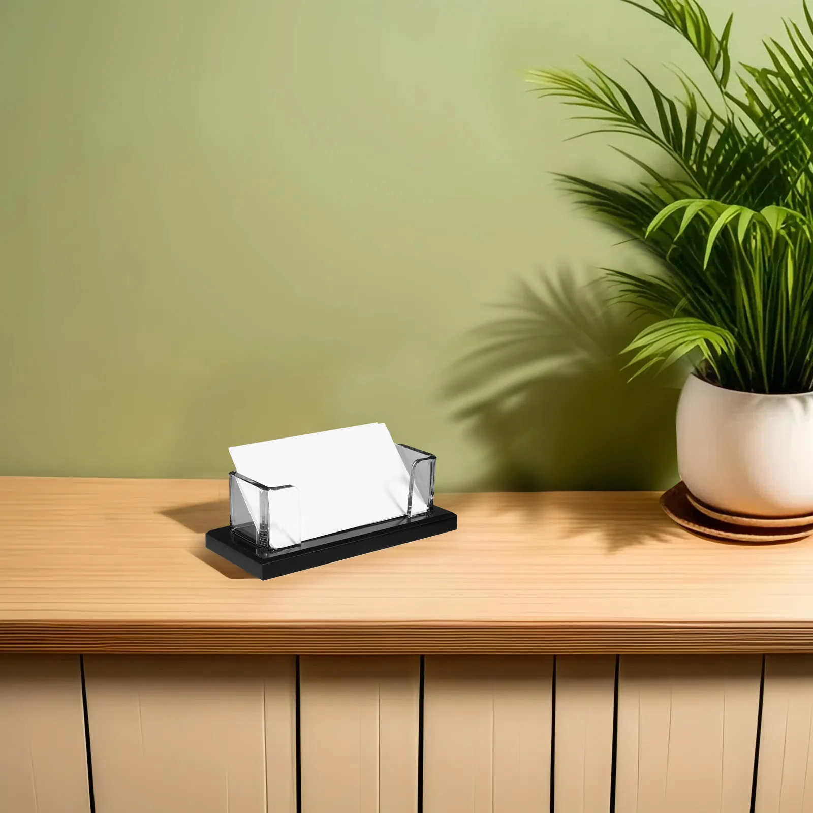 

Business Holder Clear Acrylic Desktop Organizer Black Base Large Capacity For Office Home Card Display Stand Multiple