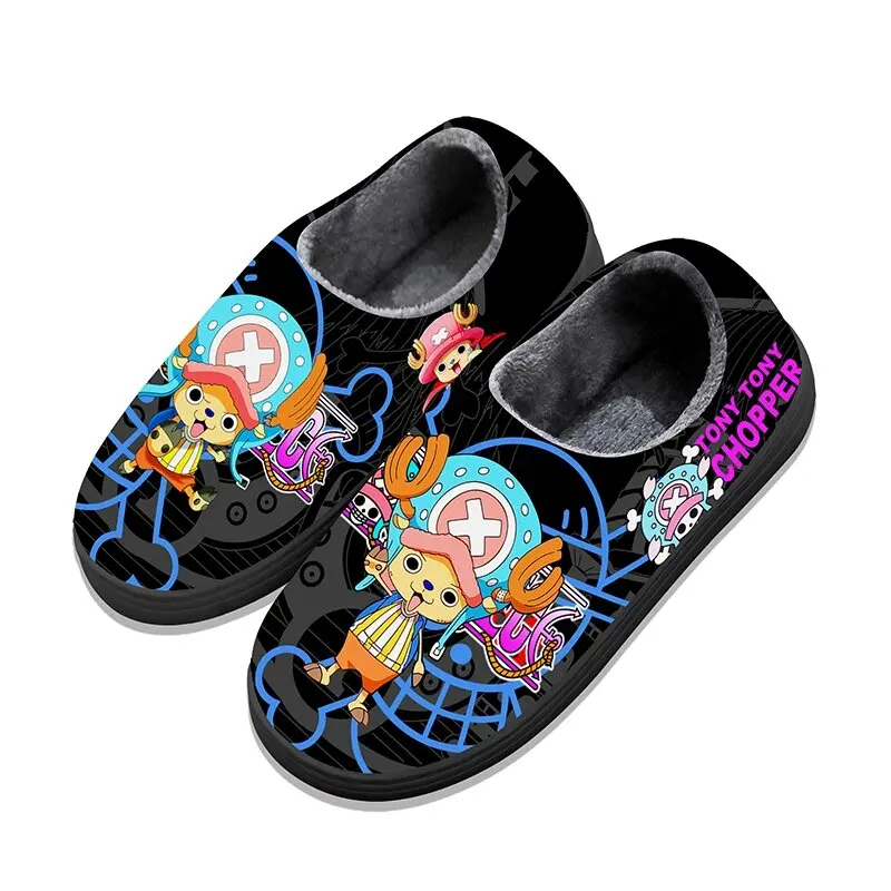 Heel Wrap Winter Warm Home Slippers Cartoon Anime Shoes ONE PIECE Tony Tony Chopper Cosplay Slippers for Unisex Christmas Gifts