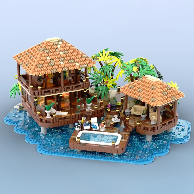 3852 pieces of Maldives water villa model city street scene building scene MOC building blocks bricks toy gift Christmas gift