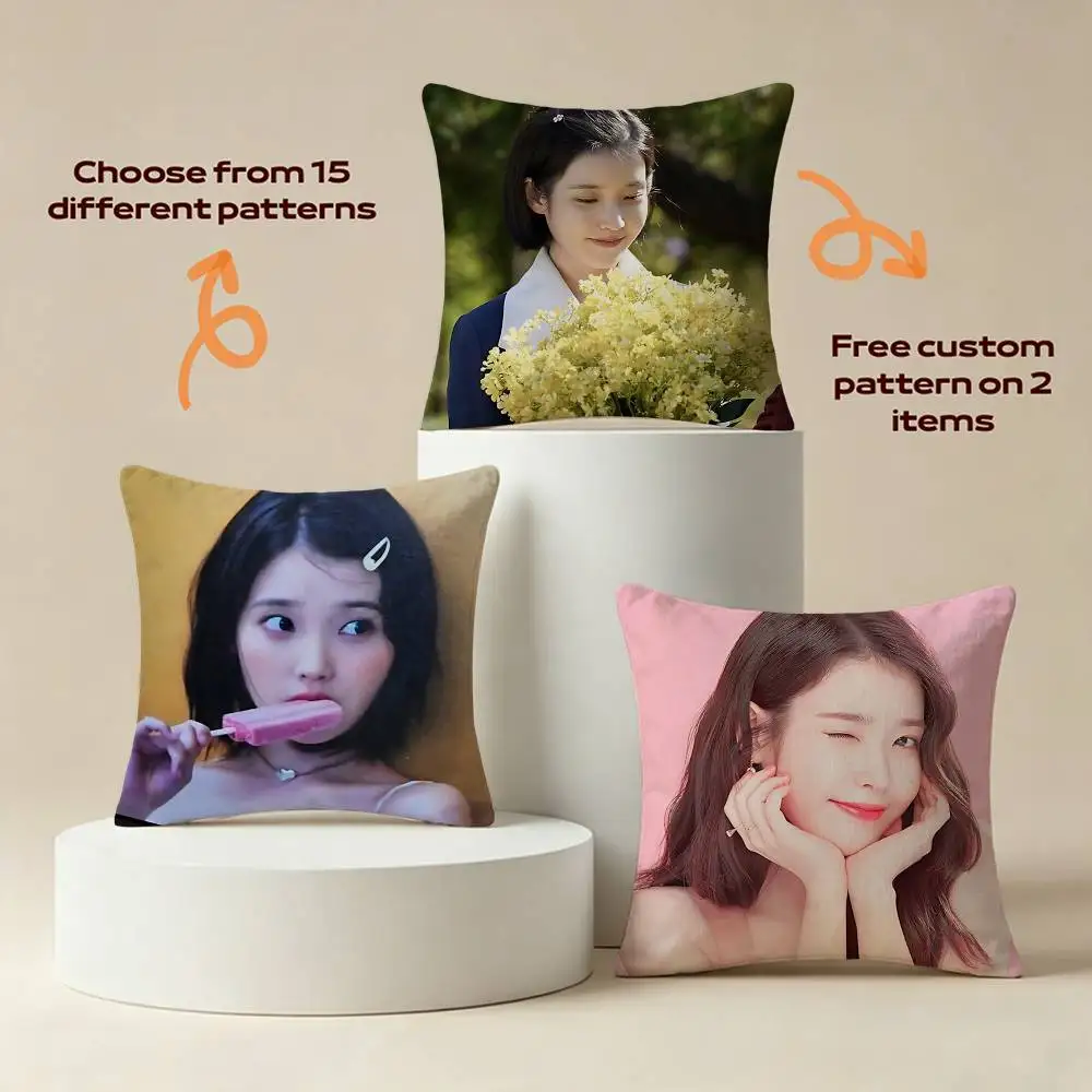 Nation's Sister IU L-Lee J-Ji-eun Square Sofa Pillow Cover Solid Color Living Room Home Decor Cushion Case