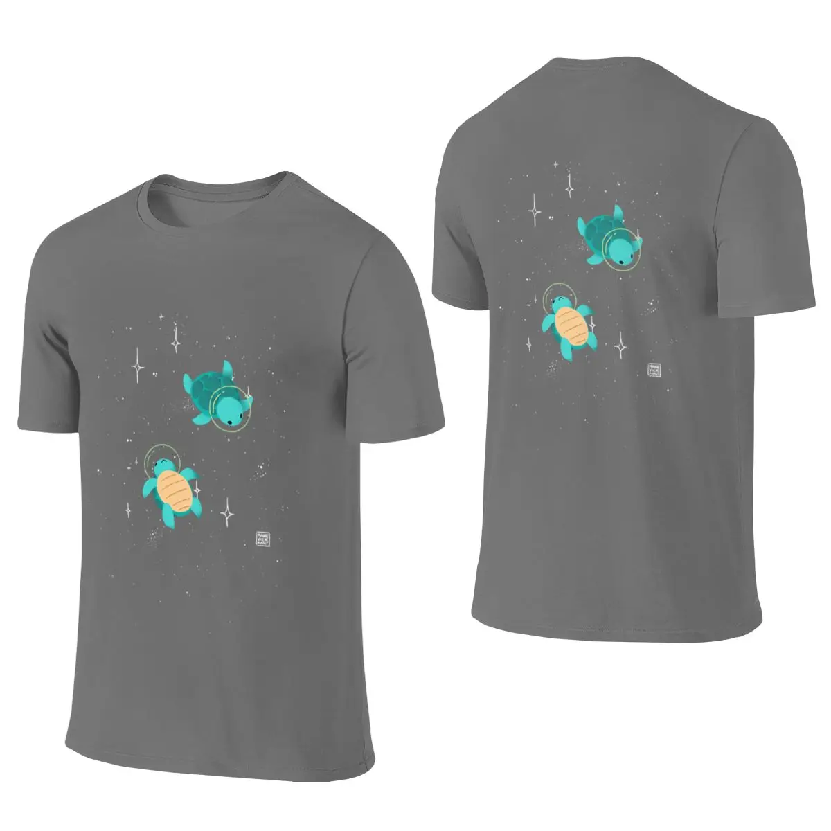 Space Turtles Flattering For All Body Types Reversible T-shirt Niche Sweet Cool Home Comfort Cotton Tee