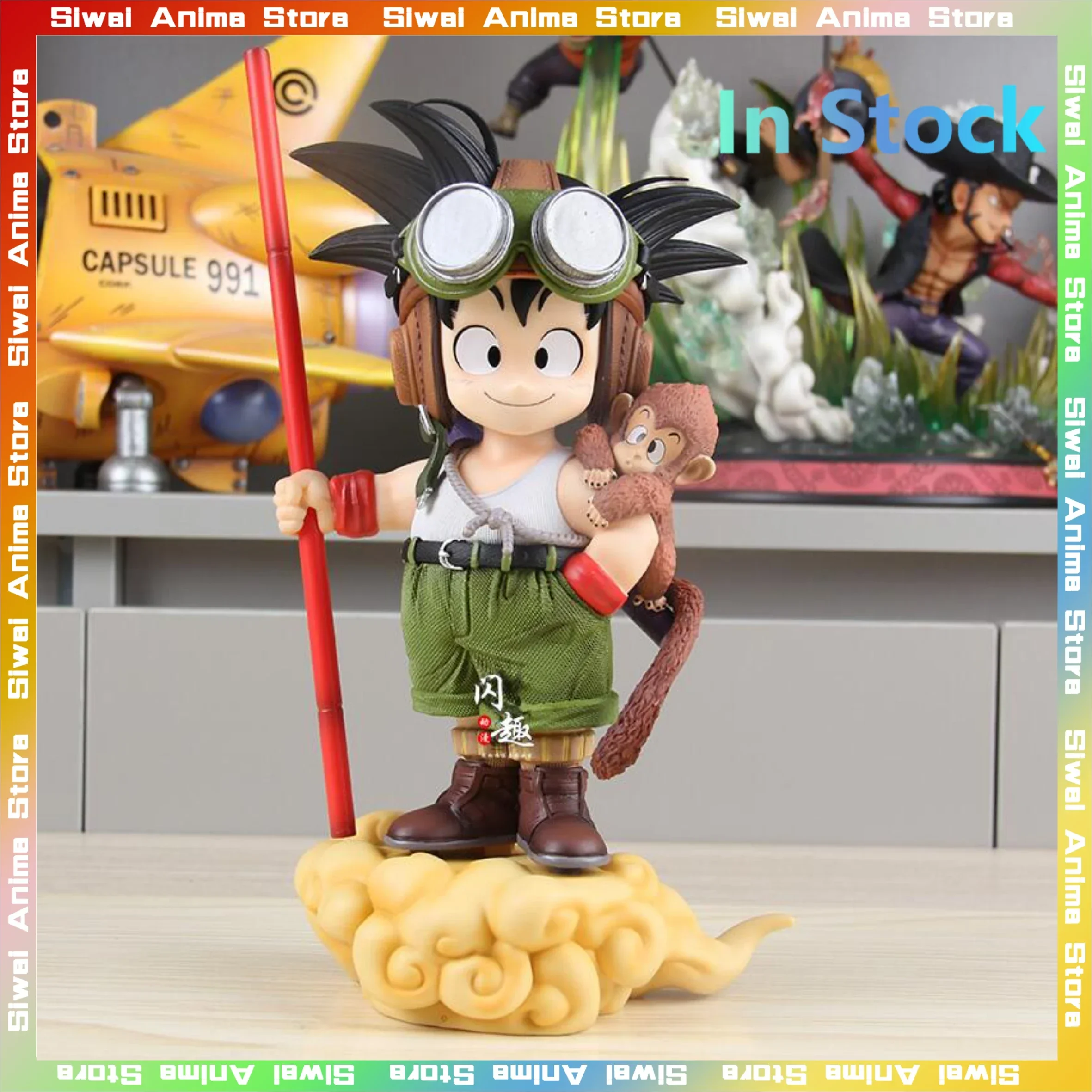 Dragon Ball Small Goku Flight Clothing and Monkey Anime Action Figure Model Toys Desktop Ornament Figurine Room Decoration Gift