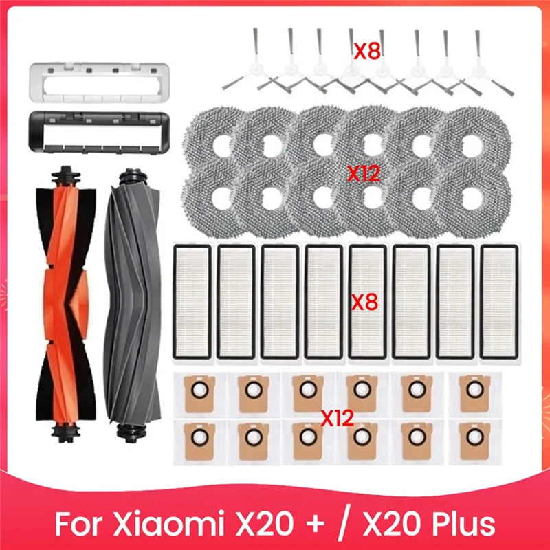 

ABRW-44PCS щетка-фильтр, мешок для пыли, ткань для швабры и комплект основной крышки щетки для пылесоса Xiaomi X20 + X20 Plus, запасные части