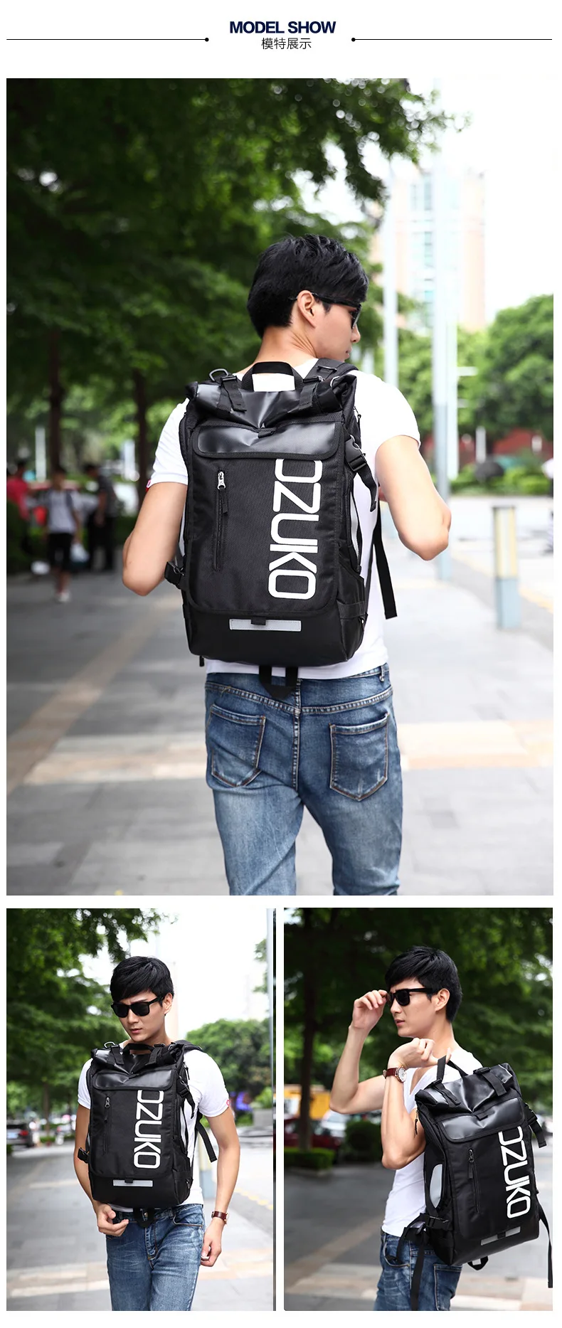 OZUKO Rucksack Männer 15,6 Zoll Laptop Wasserabweisende Schultasche für Teenager Casual Student Rucksäcke Männliche Reise Mochila Mode – Detail 12