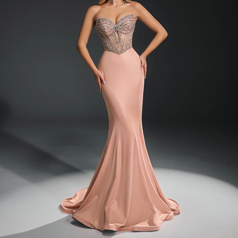 

Вечерние платья русалки по индивидуальному заказу, платье для выпускного вечера без бретелек без рукавов, модное простое драпированное вечернее платье с открытой спиной и кристаллами