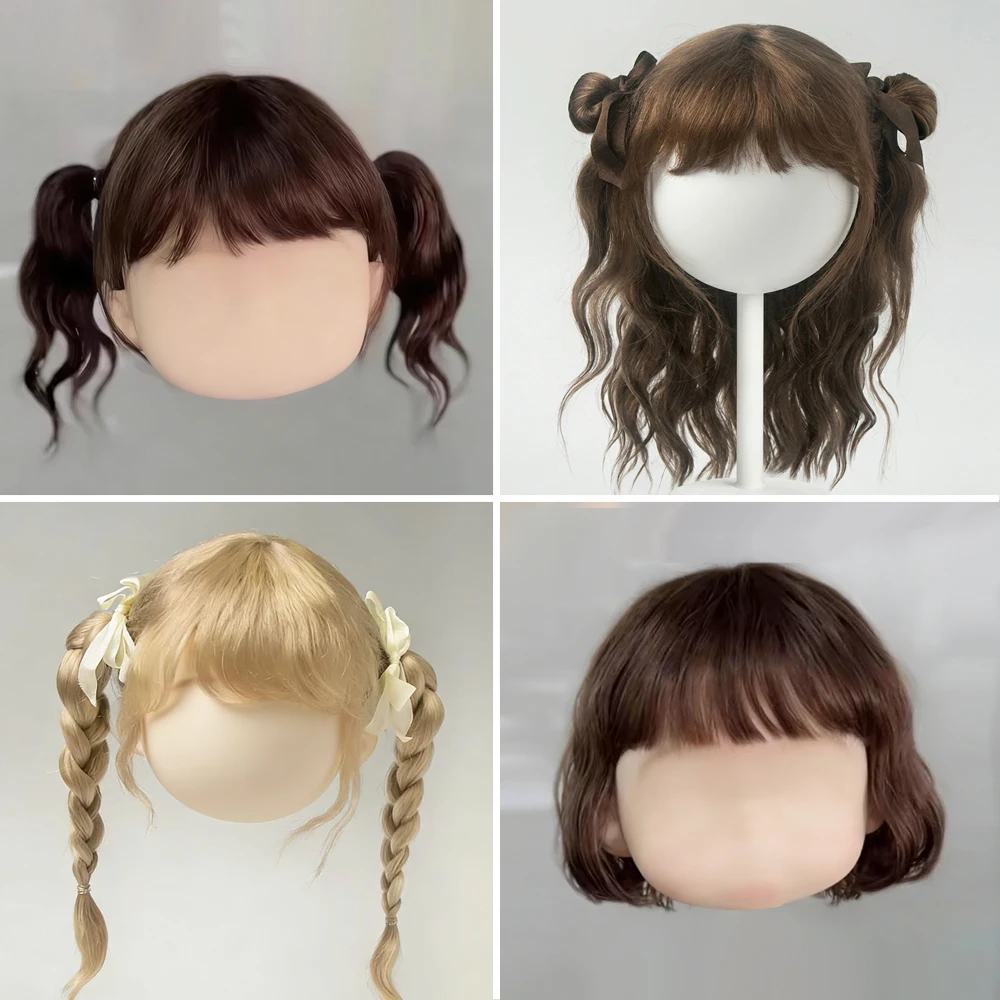 

Blyth wig Big head dian dian Hair Soft mohair bangs double ponytail braid curls Long hair for BJD Doll Accessories 9-10inch