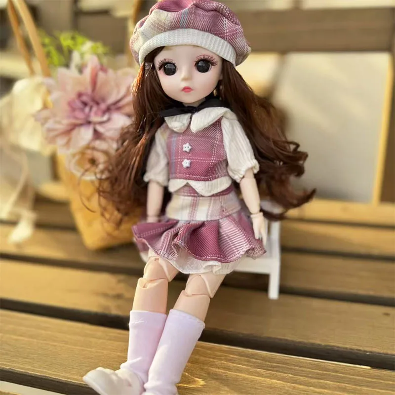 

BJD girl doll with clothes, 30 cm, fashionable realistic makeup, jointed body dress-up doll, birthday gift, Christmas gift toy.