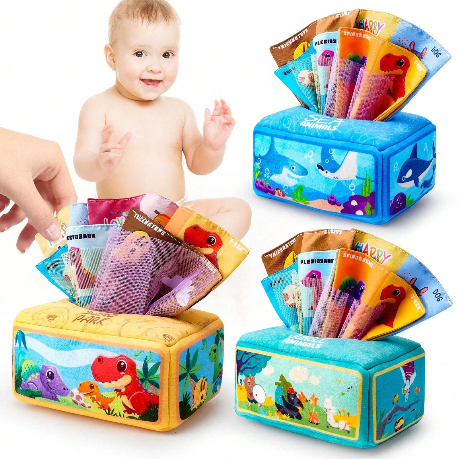 Baby Tissue Box Toys Montessori Toys Suitable For 6 To 12 Months Old Baby Soft Pleated Baby Sensory Toys