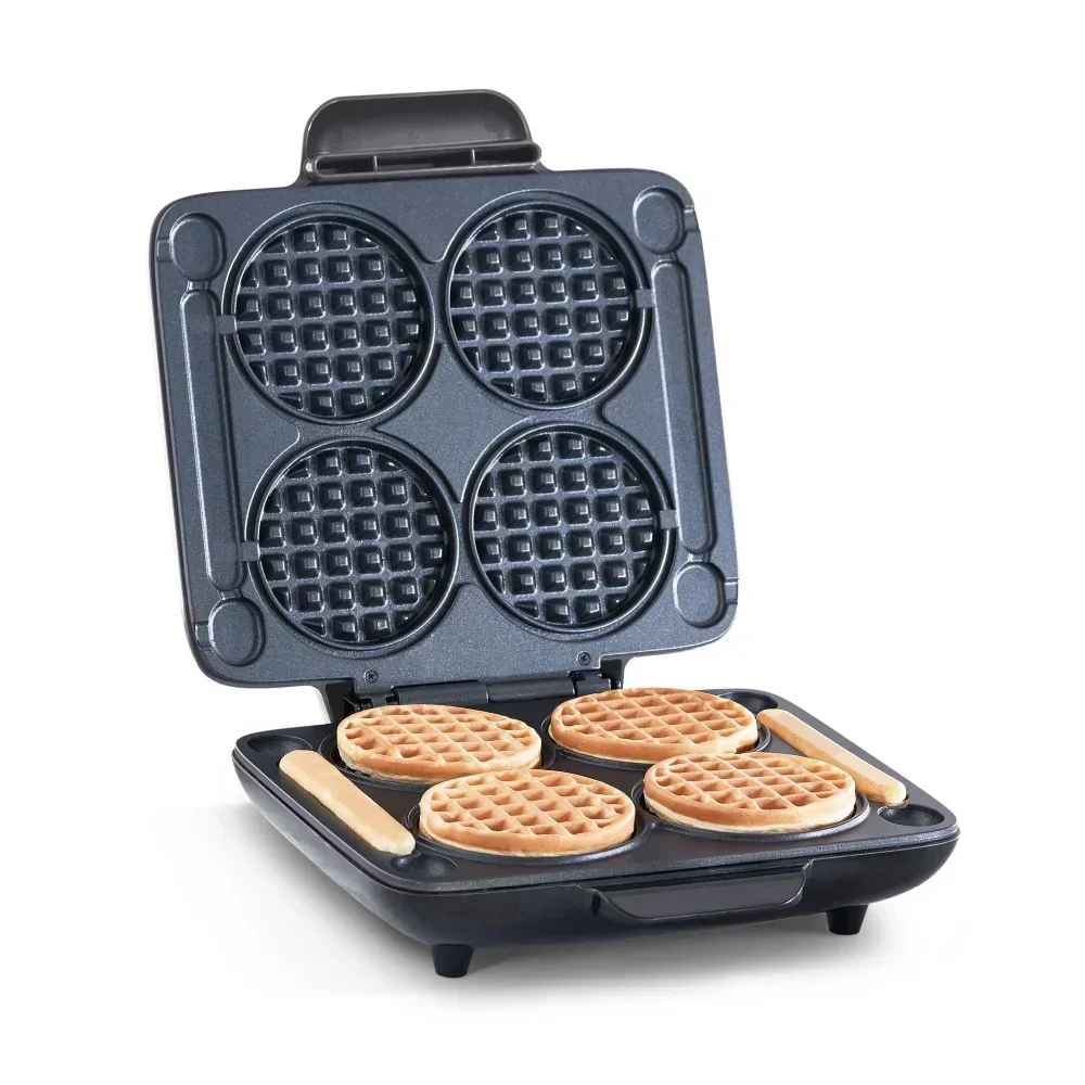 HAOYUNMA Waffle Maker: Four Mini Waffles, Perfect for Families and Individuals, 4 Inch Dual Non-stick Surfaces with Easy Clean