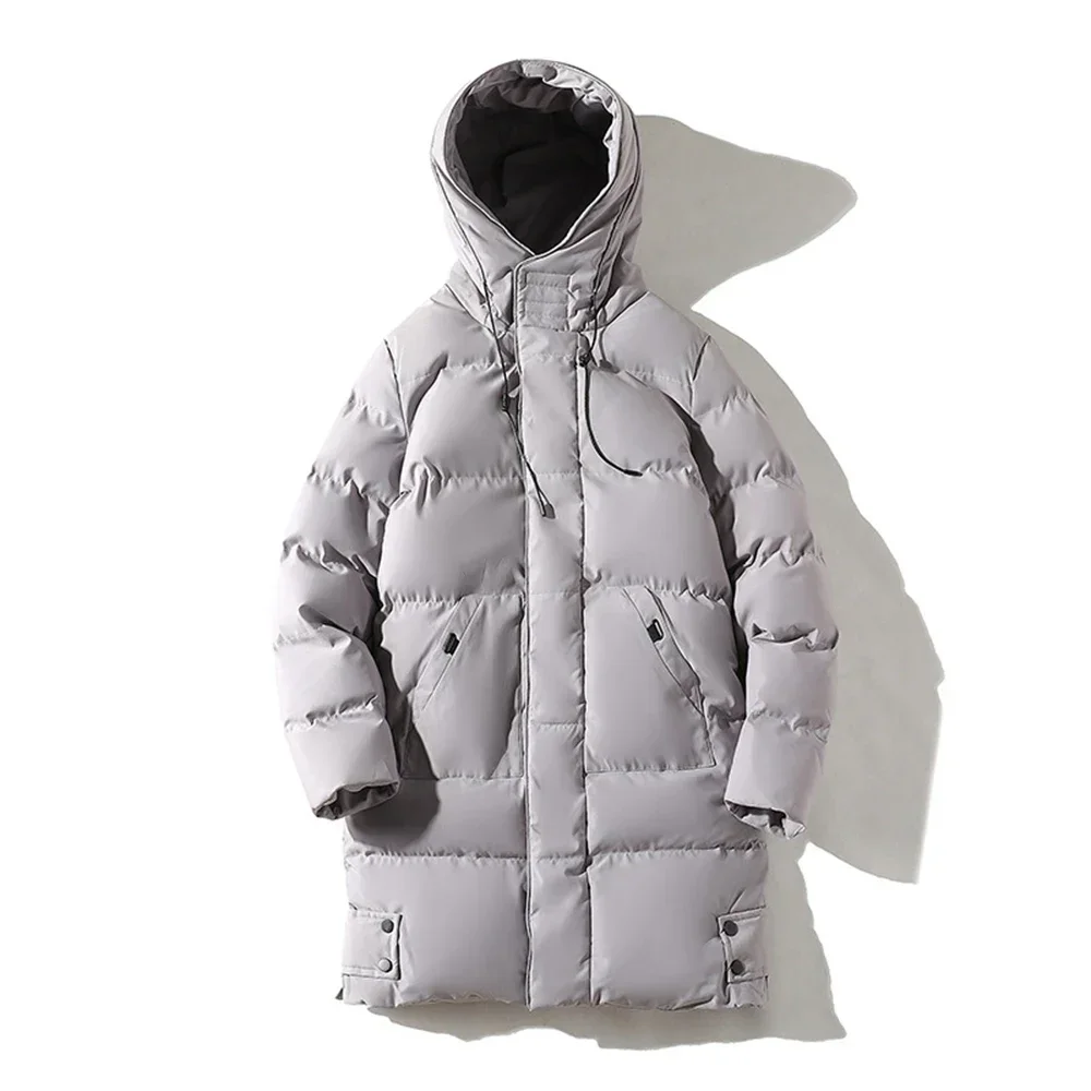 Parka com capuz extragrande masculino, corta-vento grosso quente, jaqueta de algodão acolchoada, casaco longo, Casacos masculinos, tamanho grande,