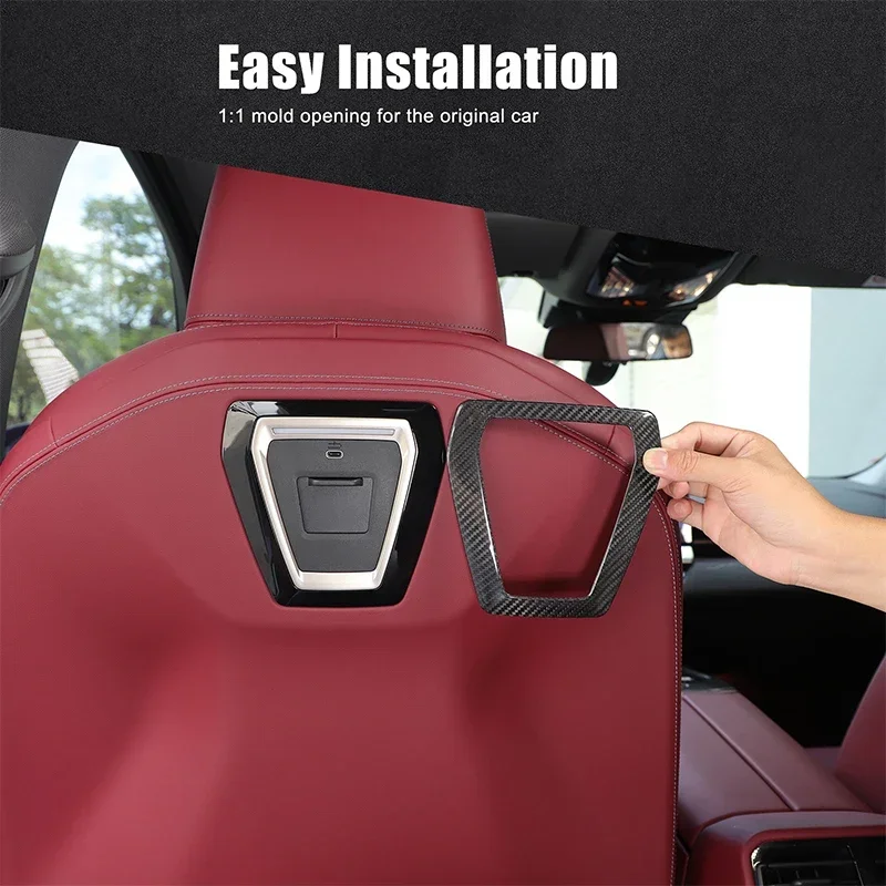 

For BMW 5 Series G60 2024+ Real carbon fiber Car seat backrest charging port decorative frame sticker car interior accessories