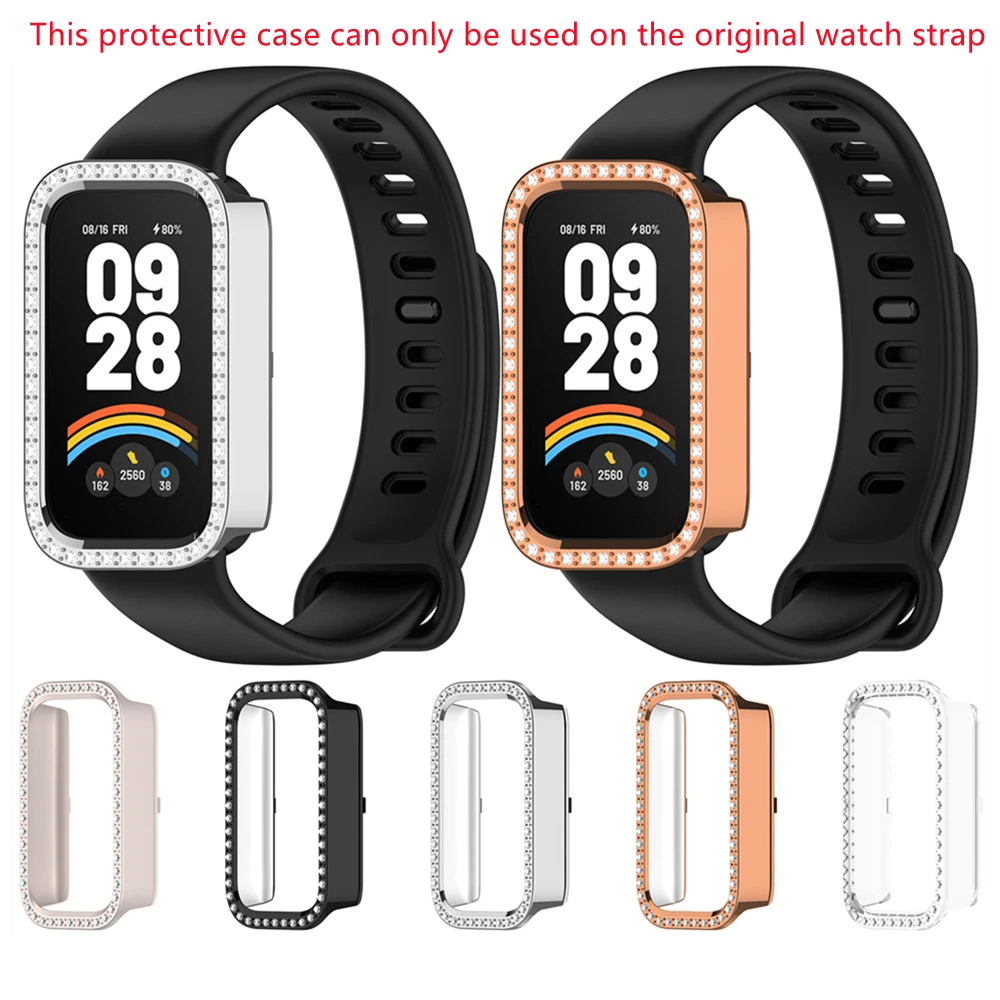 샤오미 스마트 밴드 보호 범퍼 케이스, 액티브 프레임 쉘 케이스, 상감 다이아몬드, Redmi Band 3 PC용 보호 커버 케이스, 9