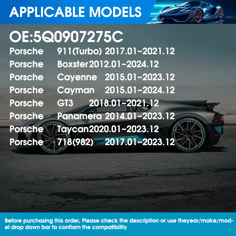 Tire Pressure Sensor TPMS 315MHz OE 5Q0907275C for Porsche 911(Turbo) Boxster Cayenne Cayman GT3 Panamera Taycan 718(982)