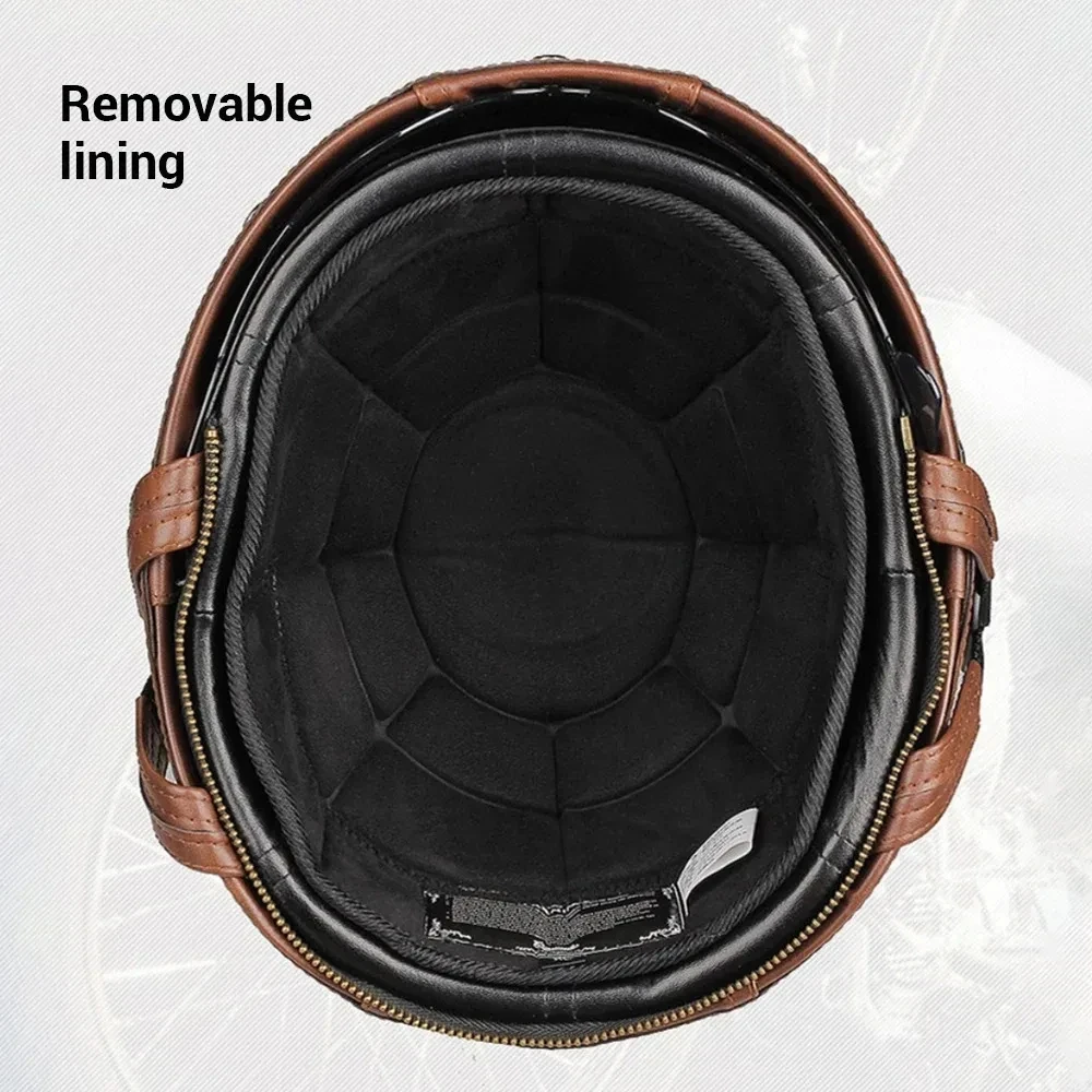 Motorcycle Helmet Retro PU Four Fashion Helmet Ride Half Scooter Helmet Motorcycle For Men And Women