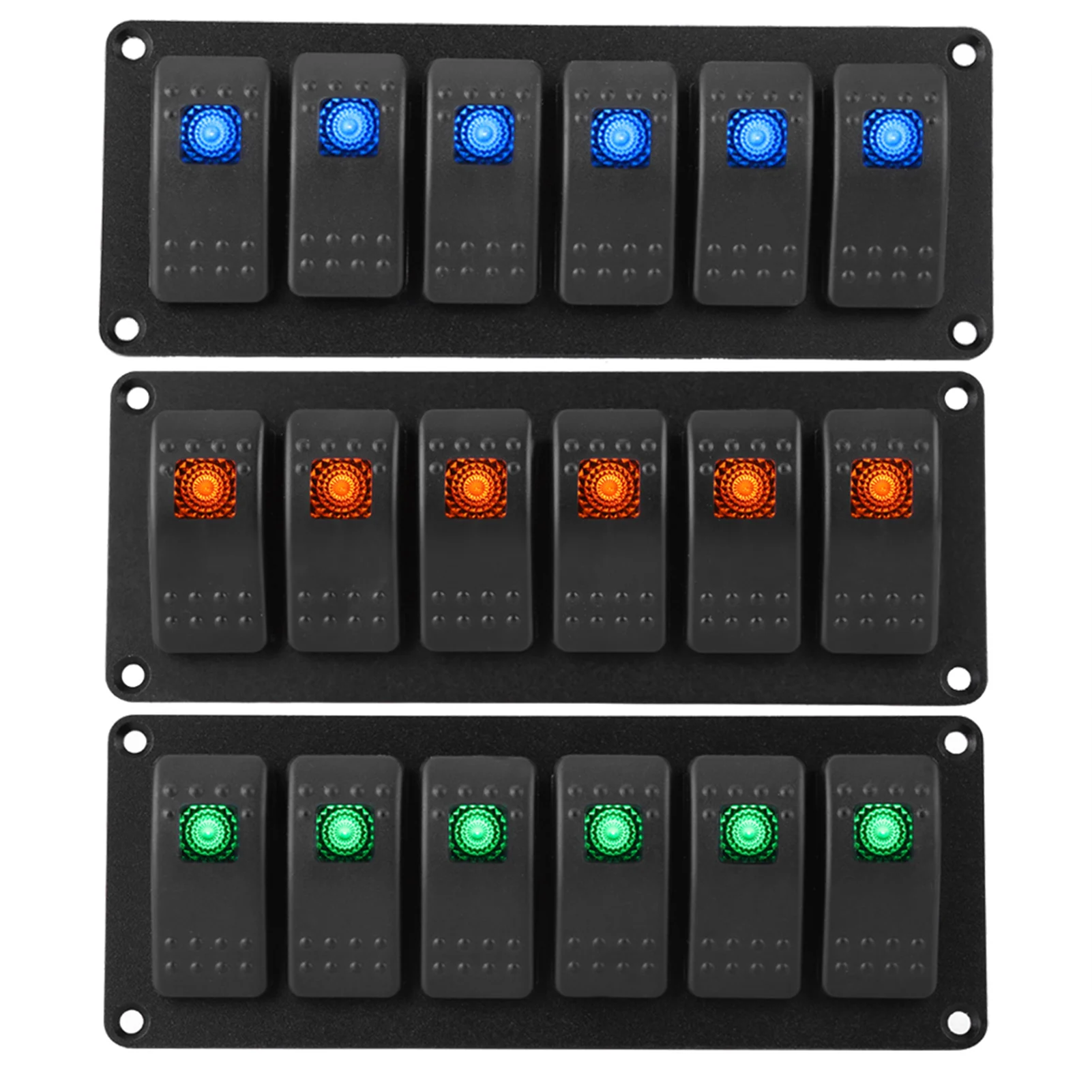 12-24V Boats 6 Gang Rocker Switch Panel  LED Single Light Switches Universal For Car RV Boat Yacht Marine Accessories