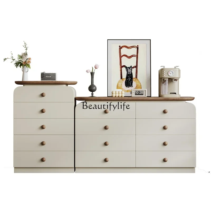 Retro chest of drawers, storage against the wall, solid wood storage, bedside storage, eight-bucket cabinet