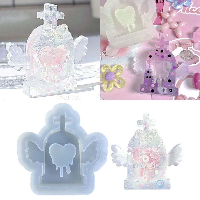 Silicone Quicksand Shaker Mold Love-heart Wing Tombstone Epoxy DIY Resin Art Molds Jewelry Pendant Resin Craft Casting Tool