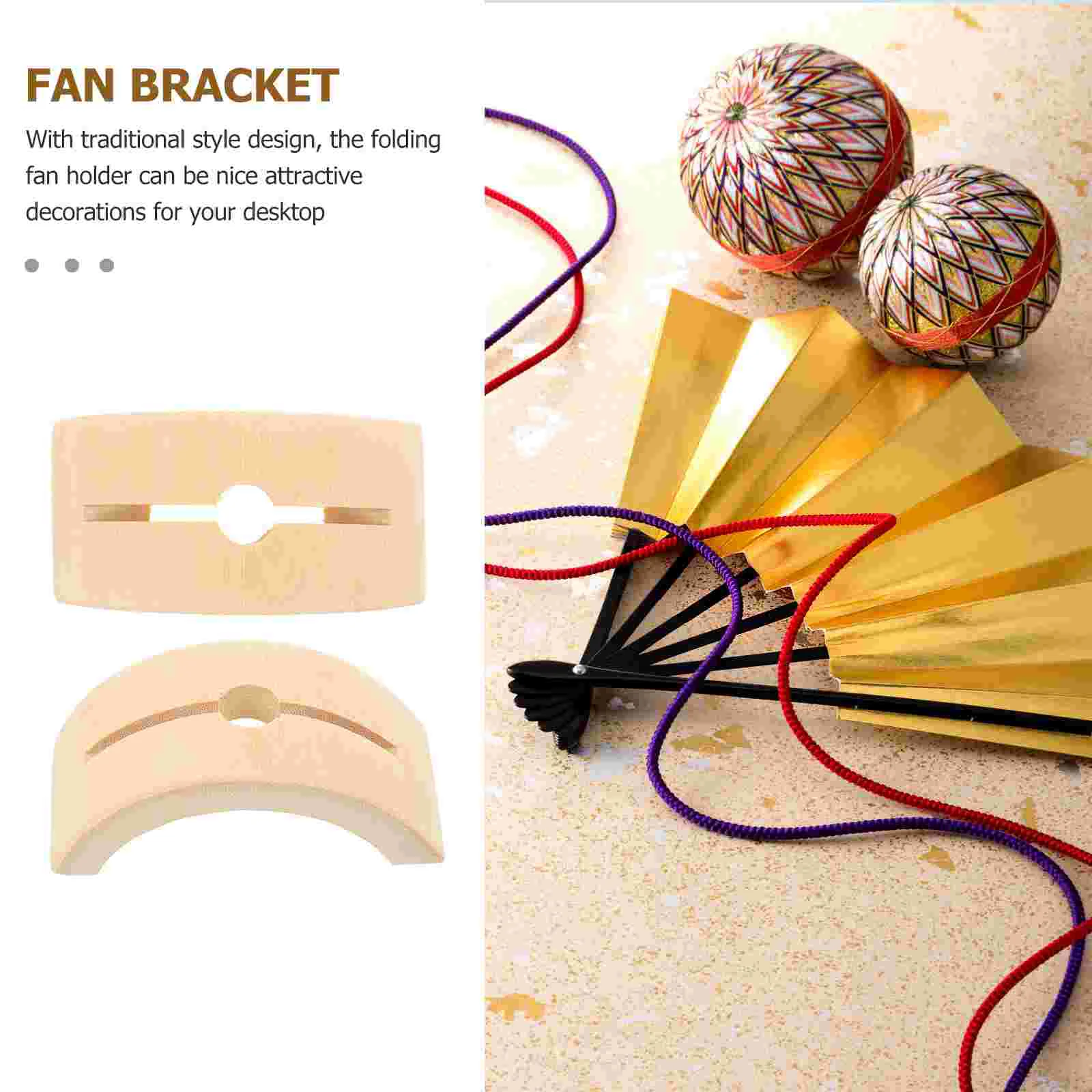 Estante para ventilador de mano japonés, accesorios plegables extraíbles (sin soporte grande de bambú), soporte de exhibición chino de madera, 2 uds.