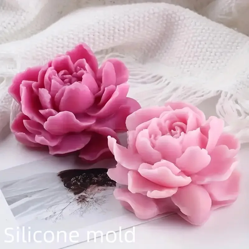 3DPeony Flower Silicone Wax Mold - Brightly colored pink、Yellow and orange design，For home decoration and clay making，Perfect fo