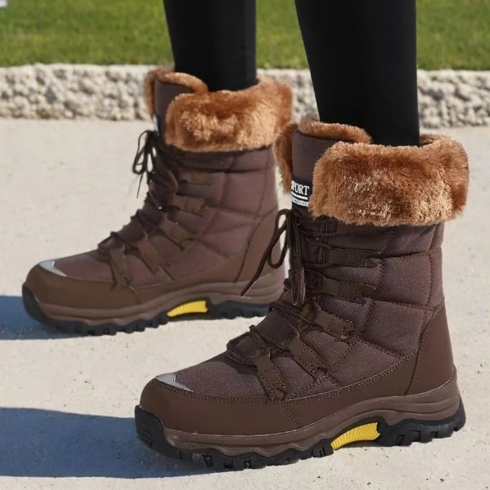 

Women Warm Thick Winter Snow Boots for Women Traveling Outdoor Mountain Climbing Skiing Boots round Toe Rubber Outsole