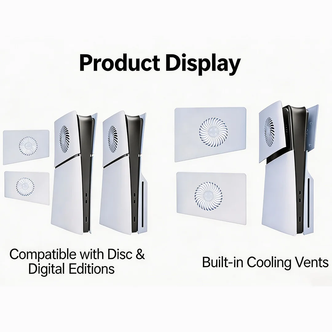 For PS5 Slim/Disc&Digital Console AC Faceplate with Cooling Vent For PS5 Slim Replacement Face Plate Protective Shell view 4