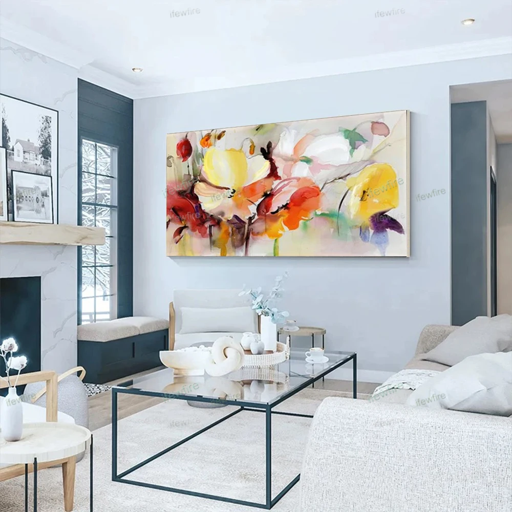 

large Scarlet Mural Hand-painted Abstract Oil Painting on Canvas Paintings Modern Home Decoration Living Room Wall Art image
