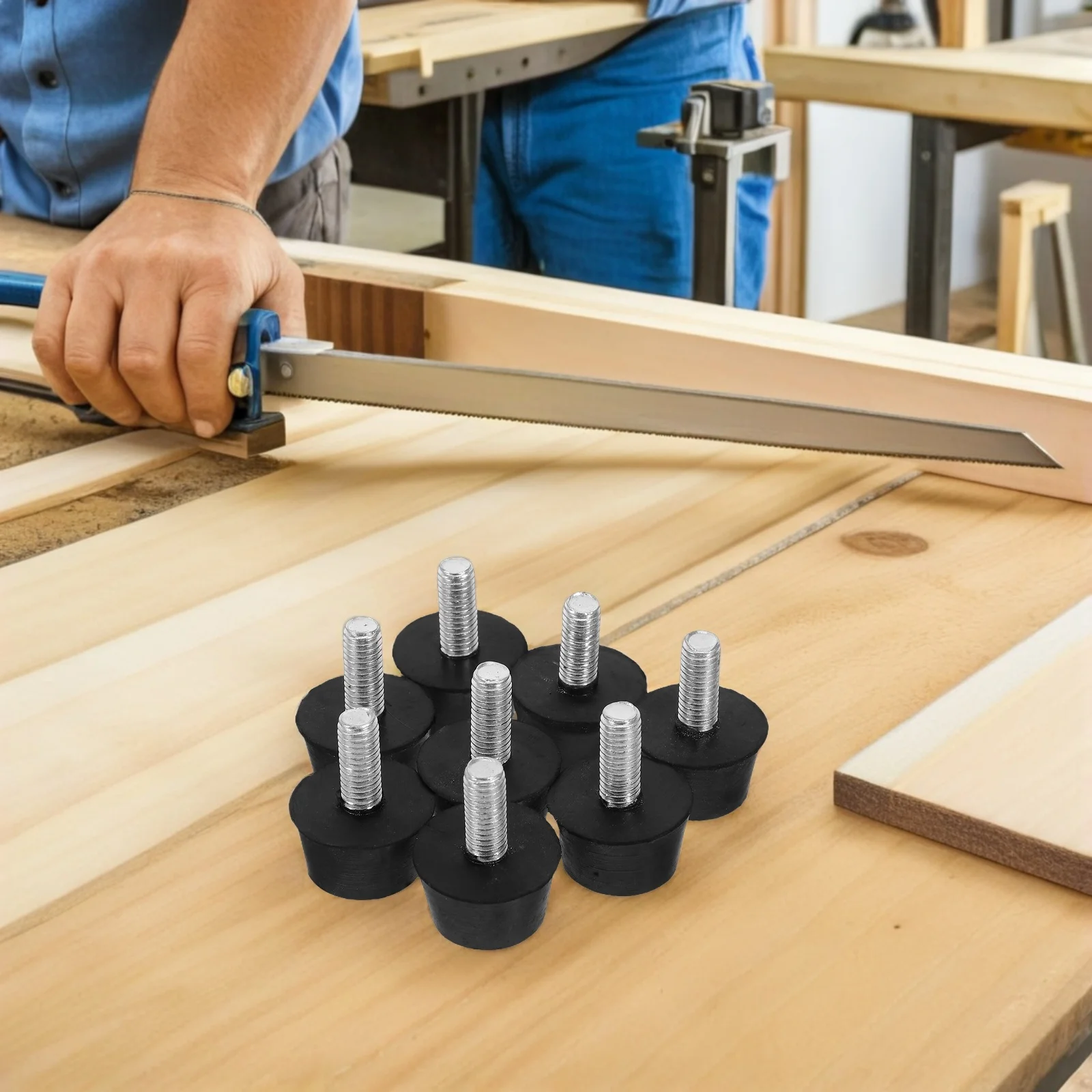 

8 Pcs Screwed Foot Pad Adjustable Furniture Glides Heavy Cabinet Leveling Feet Rubber Workbench