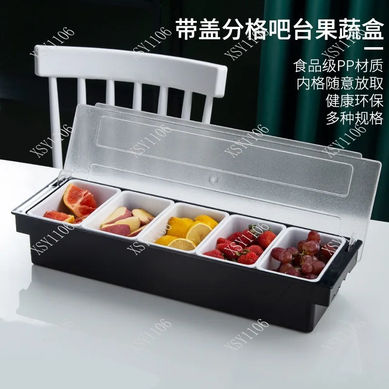 3/4/5/6 Grids Seasoning Box with Lid Fruit Food Storage Container for Kitchen Bar Milk Tea Shop
