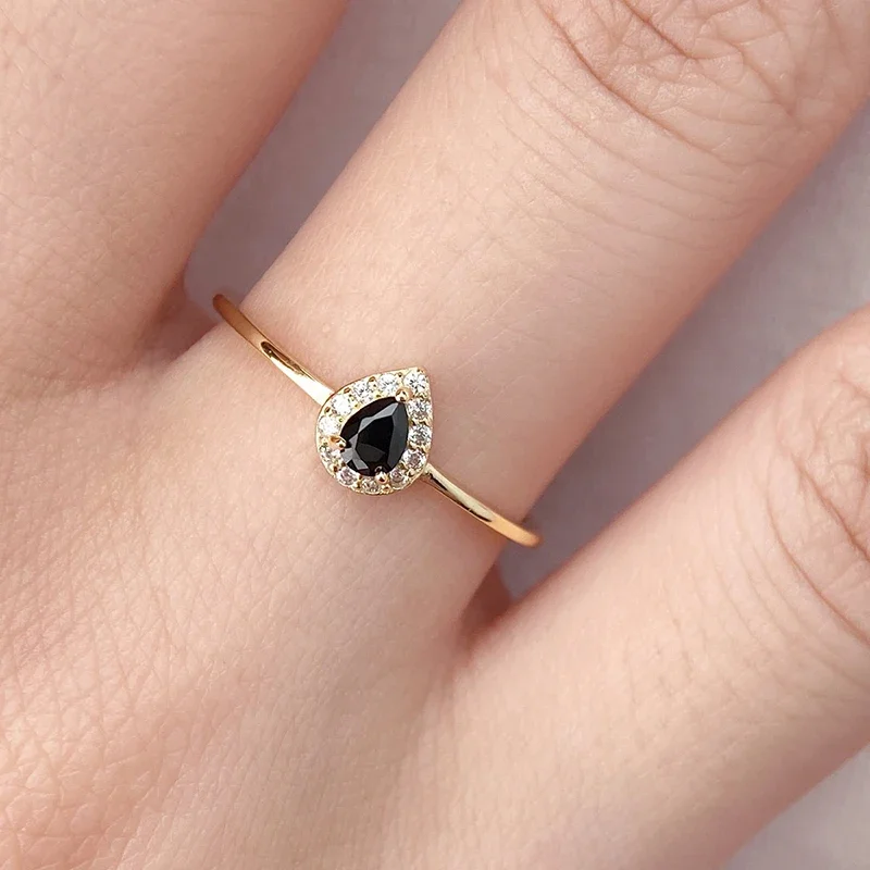 Women's 925 Sterling Silver Zircon Water Drop Ring
