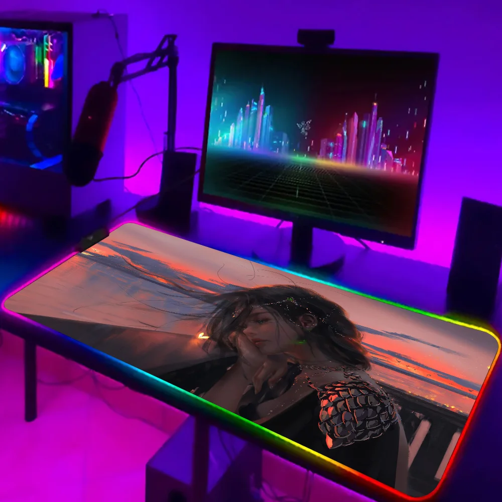 ghost blade Mousepad Rgb mouse pad 900x400 led mats portable lighting kawaii carpet xxl aesthetic carpet backlight table mat