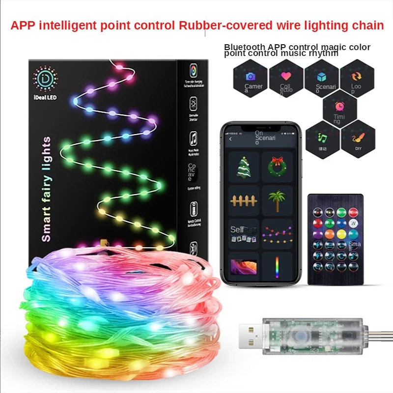 

USB DIY Flashing Light with Remote Control and App Control Multi-color for Bedroom Christmas Party Wedding Decoration