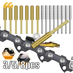 3-8PCS 4/4.8/5.5mm Diamond Chainsaw Sharpener Burr Grinder Chain Saw Drill Bits Saw Sharpening Carving Grinding Abrasive Tools