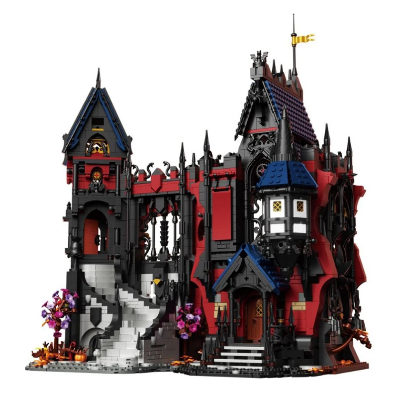 

В НАЛИЧИИ MOC, креативный вид на улицу, дом вампира, строительные блоки, кирпичи, сборка строительных игрушек для детей, подарок на день рождения