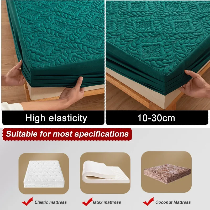 100% Waterproof Quilted Fitted Bed Sheet with Elastic Band Soft Mattress Protector Cover Twin Queen King 160x200cm Home Decor