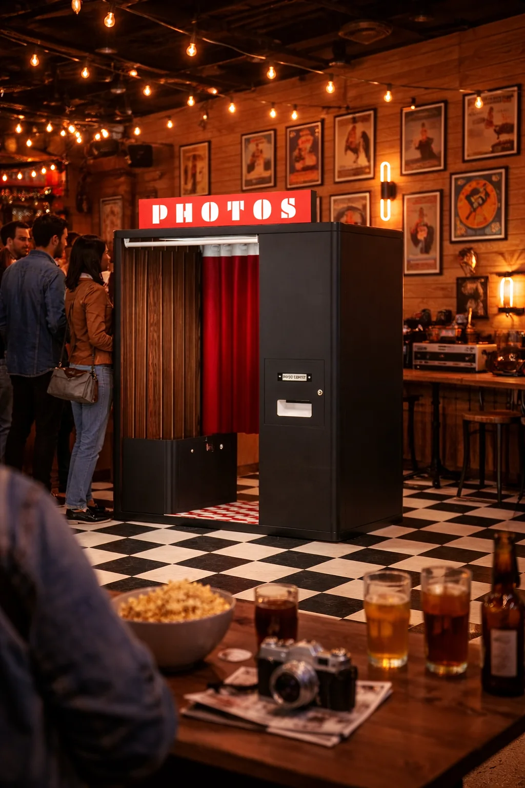 Classic Vintage Style Photo Booth with DSLR Printer Beauty Light for Bar Arcade Event Rental