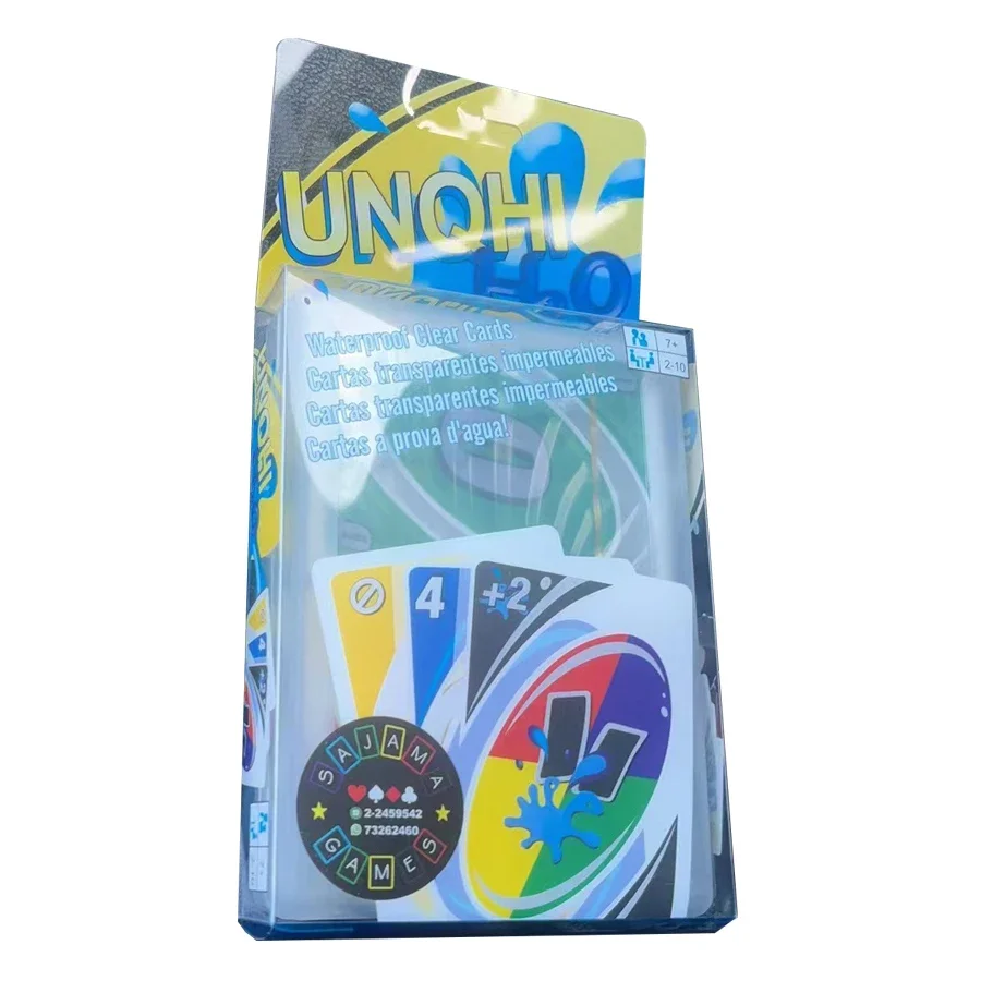 UNO H2O Card Game WaterProof Pressure Proof PVC Plastic Transparent Kids Toys Playing Cards Halloween Birthday Gifts