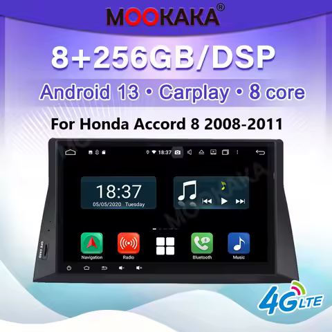 Android 13 For Honda Accord 8 2008-2011 Car Multimedia DVD Player Radio GPS Navigation Auto Wireless Carplay PX6 DSP Head Unit