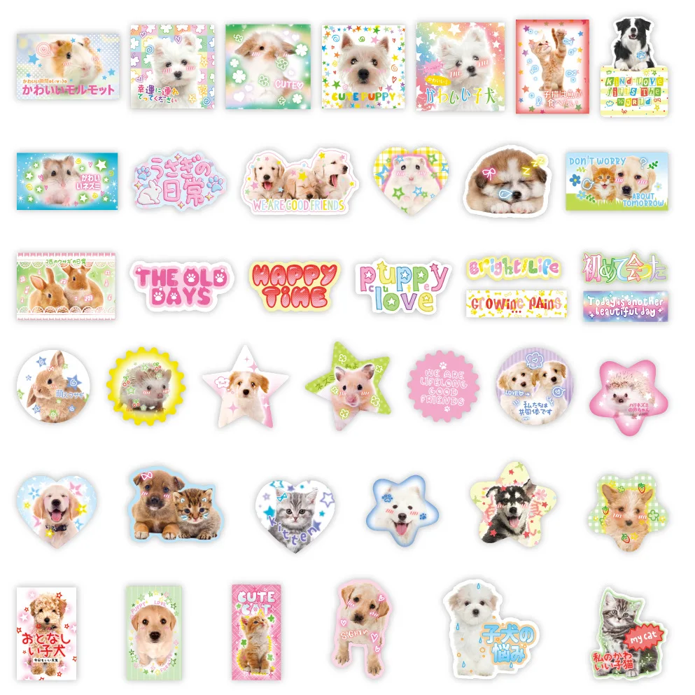 40 stks Retro Leuke Cartoon Plakboek Sticker Kawaii Puppy Kitten Bunny Journal Sticker DIY Decor Briefpapier Telefoon Shell Sticker