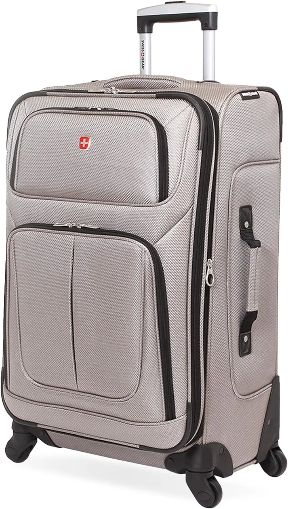 SwissGear Sion Softside Expandable Roller Luggage, Pewter, Checked-Medium 25-Inch