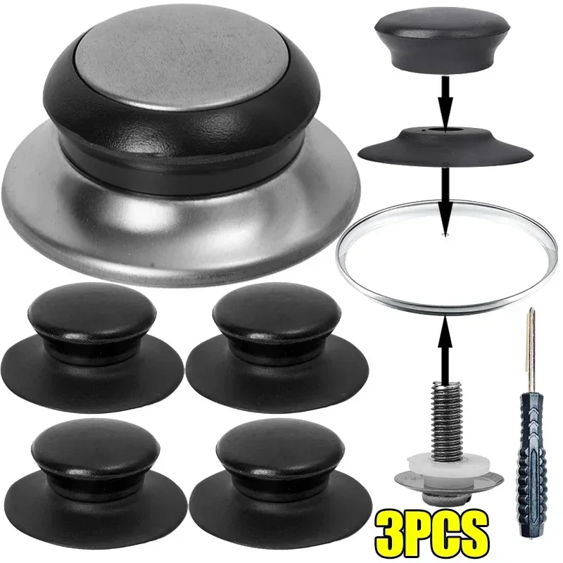 1/3pcs Stainless Steel Pot Lid Knobs Handle Universal Replacement Cookware Cover Handle Knobs Home Kitchen Pan Lid Accessories